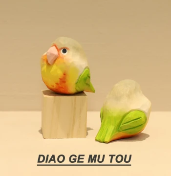 Cute Sun Conure Parrot! Hand-Carved Wooden Bird Figurine - Adorable Animal Desk Decor for Everyday Gifting