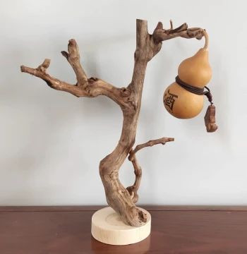 Natural Wood Branch Display with Base - Handcrafted Solid Wood Stand for Bookshelves, Living Rooms, and Coffee Tables - Ideal for Displaying Jewelry or as a Natural Ornament