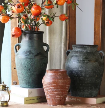 Chinese Ceramic Vase – Rustic Handcrafted Pot for Dried Flowers, Living Room & Entryway Decor