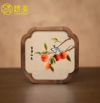 Mini Suzhou Embroidery Display - Handmade Double-Sided New Chinese Style Desktop Decor