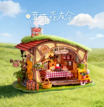 Robotime DIY Miniature House - Fluffy Forest Friends Creative Desktop Display, Gift Scene for Girls' Birthday