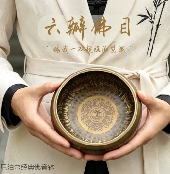 Fanmuguo Singing Bowl, Nepalese Handmade Yoga Meditation Sound Bowl, Bronze Chime Desktop Ornament for Mindfulness