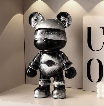 Handmade DIY Fluid Violent Bear Trendy Figure, Creative Display for Living Room, Bedroom, and Entryway in Instagram Style