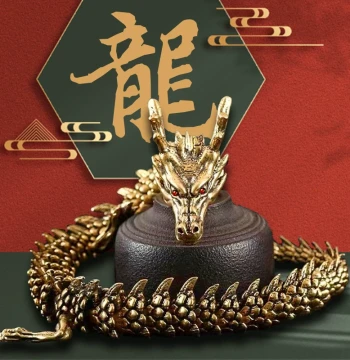 Solid Brass Golden Dragon Wealth Attractor Figurine, Handheld Double Dragon Playing with Pearl Ornament for Desktop, Bookshelf, and Entryway Decor