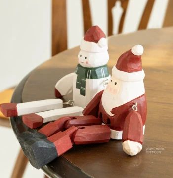 Christmas Limited Edition Hanging Leg Wood Carving: Santa Claus and Snowman Desktop Decor, Premium Creative Handcrafted Gift