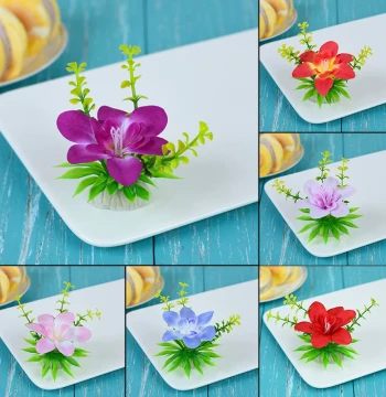 Artificial Orchid Dish Garnish, Sushi Presentation, Restaurant Plating Decoration, Plate Ornament, Hot Pot Border