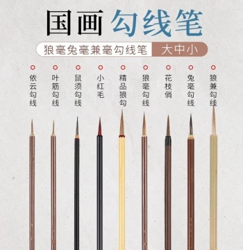 Liner Brush for Chinese Painting, Specialized Wolf Hair Xiao Hong Mao Brush for Gongbi, Slender Gold Script, Rat Whisker, Flower Branch, Leaf Vein, and Outline Drawing, Professional Grade Copying Kit for Flower-and-Bird Details, Ultra-Fine Watercolor Art 
