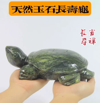 Hand-Carved Jade Longevity Turtle Ornament, Decorative Gift for Buddha Statues, Entryway, and Living Room Display