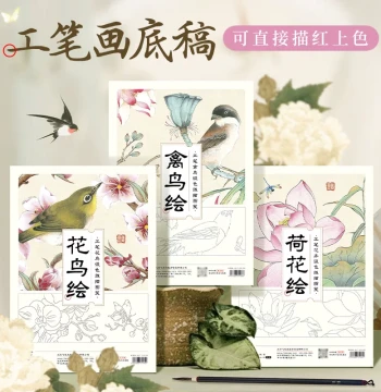 Feileniao Gongbi Color Setting Traditional Chinese Painting Outline Paper for Beginners, Bird-and-Flower Line Drawing, Calligraphy, Coloring, Tracing, Scholar's Studio Supplies