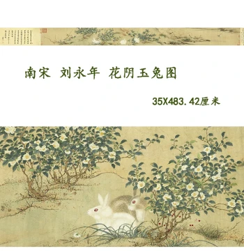 Liu Yongnian's 'Jade Rabbit in Flower Shade': Song Dynasty Gongbi Bird-and-Flower Painting, High-Definition Micro-Jet Reproduction for Decoration and Copying