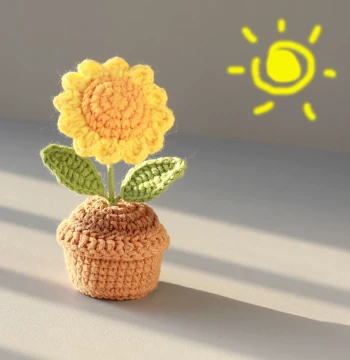 Hand-Knitted Rose & Sunflower Decorative Ornaments - Emotional Stability Desk Accessories & Car Console Centerpieces - Finished Craft Gifts