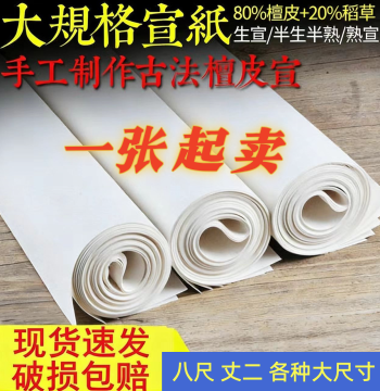 Eight-Foot Raw Xuan Paper, Large Sizes Including Zhang-Er and Zhang-Liu from Jingxian, Anhui – Handmade Thickened Double-Layer Semi-Sized Xuan for Calligraphy, Chinese Painting, Gongbi, Xieyi, Landscape, Bird-and-Flower, and National Exhibition Works