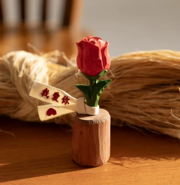 Wooden Carved Rose - The Little Prince's Eternal Rose Ornament, Handmade Couple Gift and Decoration