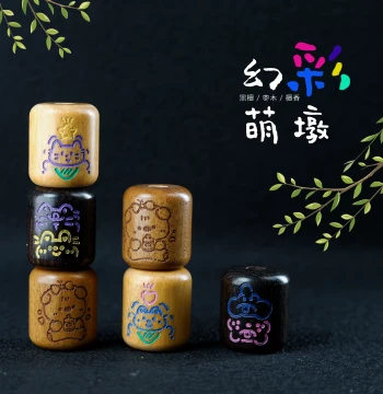 Ebony Wood Creative Cartoon Beads for DIY Jewelry, Personalized Painted Barrel Beads