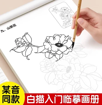 Chinese Painting Line Drawing Copybook, Gongbi Draft Sketches, Brush Control Training, Calligraphy Practice, Flower-and-Bird Ink Wash, Adult-Sized Sized Xuan Paper Cardstock, Soft Brush Beginner Starter Set