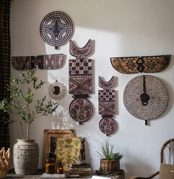 Juhan Burkina Faso Hand-Carved Wall Art: Tribal Totem Home Wall Decor, Hanging Ornament