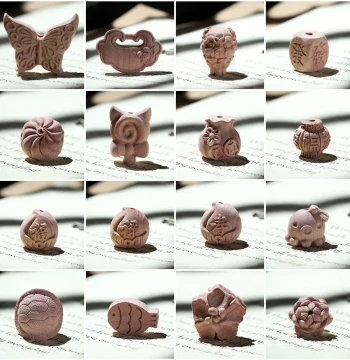 Cute Blood Cypress Wood Carved Craft Accessories for Handmade DIY: Small Ornaments for Bracelets, Keychains, and Spacer Beads