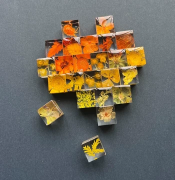 Xiaohongshu Style Handmade Resin Plant Cube with 3D Preserved Flower Specimen - Perfect Gift