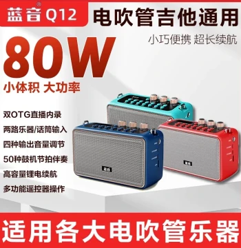 Lanyin Q12 Speaker for Electric Wind Instruments, Saxophone, Flute, Electric Guitar; Portable Instrument Amplifier for Singing, Karaoke, Live Streaming, and Outdoors