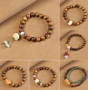 Natural Agarwood DIY Woven Bracelet - Unisex Handcrafted Wooden Fashion Jewelry