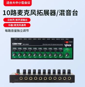 10-Channel Audio Mixer with Multi-Channel Input/Output for Electronic Wind Instruments and Microphone Expansion Splitter