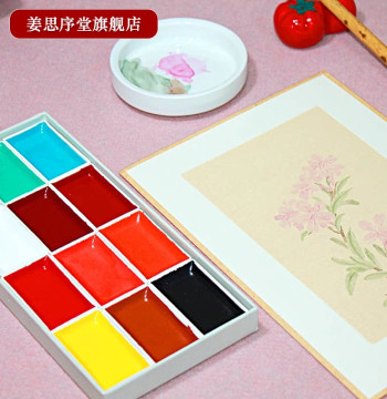 Suzhou Jiang Sixutang 12/18/24 Color Beginner Solid Chinese Painting Pigment Set for Gongbi, Xieyi, Landscape, and Flower-Bird Art