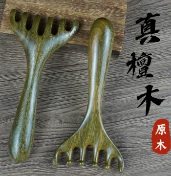 Five-Claw Head Massage Meridian Comb, Natural Sandalwood Wellness Tool for Scalp Therapy and Foot Acupoint Gua Sha
