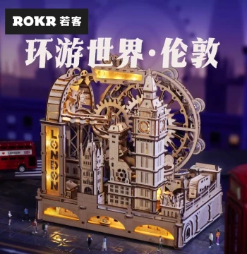 ROKR If You Around the World London Edition, DIY Handmade Gift for Men and Women Birthdays, Wooden Ornament, Building Block Puzzle, Creative Design