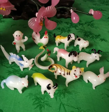 1980s Beijing Intangible Cultural Heritage Handcrafted Glass Zodiac Figurines - Nostalgic 12 Animal Signs