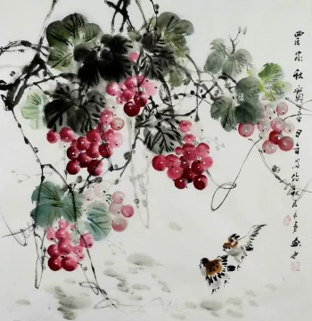 Hand-Painted Chinese Flower-and-Bird Decorative Art - Traditional Scroll for Living Room or Office (4 Chi Square, 1GG)