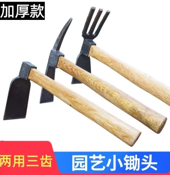 Heavy-Duty All-Steel Mini Hoe - Dual-Use Garden Tool for Weeding, Digging, Planting Vegetables & Flowers with Wooden Handle
