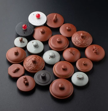 Single Zisha Zhuni Red Teapot Lid, Semi-Handmade Replacement Part for Kung Fu Tea Sets, Various Sizes Available