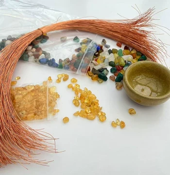 DIY Crystal Money Tree Craft Kit, Yellow Crystal Ornament Materials for Handmade Projects