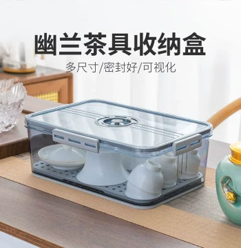 Transparent Premium Tea Set Storage Box with Lid for Gaiwan, Teapot, and Cups, Dust-Proof Organizer for Zisha Pots and Desktop Tea Cups