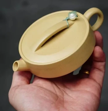 Authentic Yixing Zisha Teapot - New Artisan Fully Handcrafted Raw Ore Golden Duan Clay; Hanwa Style with Wide Mouth, Lid, and Ball Filter; Small Capacity Golden Rabbit Design