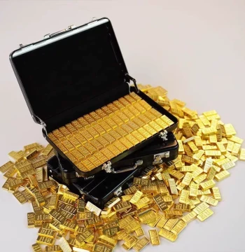 Miniature Aluminum Alloy Suitcase with Fake Gold Bars, Simulation Decor for Action Figure Models and Displays