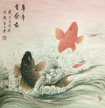 Jiumo Moxuan Original Chinese Painting - Bird and Flower Theme, 4-Square Foot Doufang, Gongbi Style, 'Abundance Year After Year' and 'Soaring Success', Hand-Painted Authentic Artwork