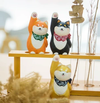 Hand-Carved Wooden Shiba Inu and Husky Figurines - Lucky Dog Craft Ornaments and Decorative Gifts