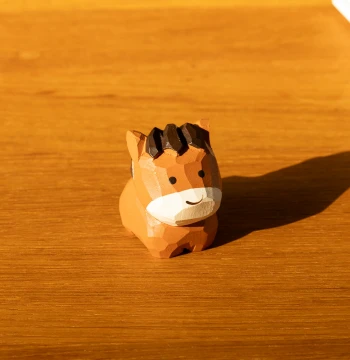 Smiling Pony - Cute Healing Hand-Carved Wooden Desktop Figurine, Zodiac Horse Year Cartoon Gift, 100% Handmade