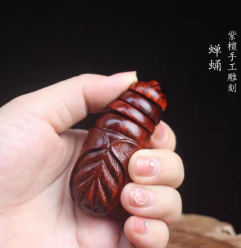 Hand-Carved Rosewood Movable Silkworm Puppet Puzzle Toy - Stress Relief Handheld Ornament