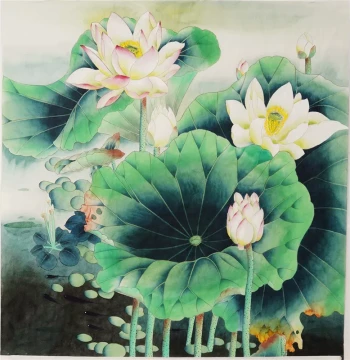 Unsigned Hand-Painted Chinese Gongbi Art - Lotus, Flowers, Birds, and Peony Decorative Paintings