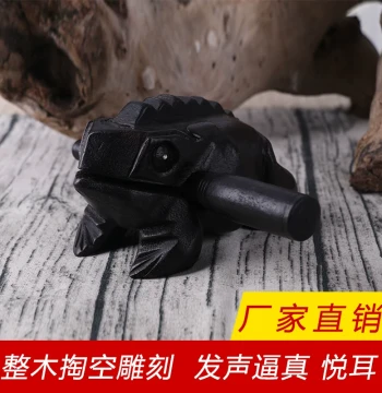 Thai Original Solid Wood Carved Frog - Handicraft Home Gift, Wealth-Attracting Ornament, Animal Sound Toy