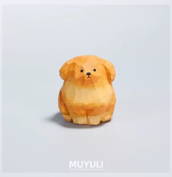 Hand-Carved Wooden Golden Retriever Figurine - Cute Desktop Decor for Girls, Creative Dog Gift for Mother's Day