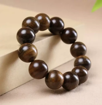 Qinan Agarwood Prayer Beads Bracelet - 20mm Unisex Medicinal Scented Wooden Jewelry with Ethnic Style