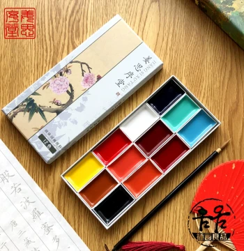 Jiang Sixutang Solid Chinese Painting Pigment Sets (12/18/24 Colors) for Landscape, Bird-and-Flower, and Freehand Brushwork