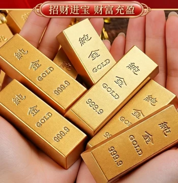 Solid Brass Fake Gold Bar Ornament Solid Fake Gold Brick Gold Block Gold-Plated Sample Prop Imitation Brass Chinese Gold Ingot