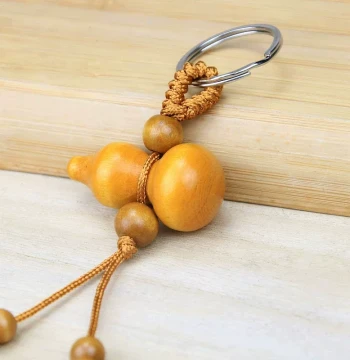 Peach Wood Gourd Pendant Car Keychain Lucky Charm Dragon Fortune Longevity Wooden Gourd Ornament