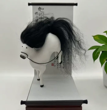 Qi Baishi Art Series 'Biao Biao' the Horse - Soft Clay Scroll Figurine, Creative Gift Box, Abstract Pony Ornament