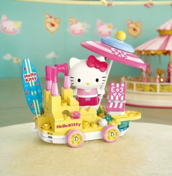 Kuromi Parade Float Building Blocks – Educational Assembly Toy with My Melody and Hello Kitty Figures, Creative Handmade Gift