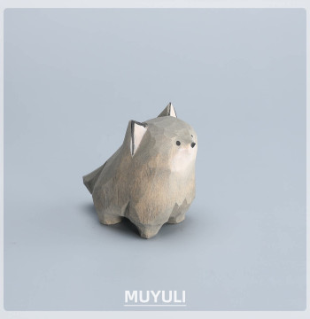 Hand-Carved Wooden Wolf Figurine | Desktop Ornament, Cute Emotional Decor, Birthday or Mother's Day Gift for Men and Women